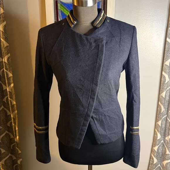 H&M Wool Blend Military Cropped Jacket SZ 8 - Picture 2 of 9